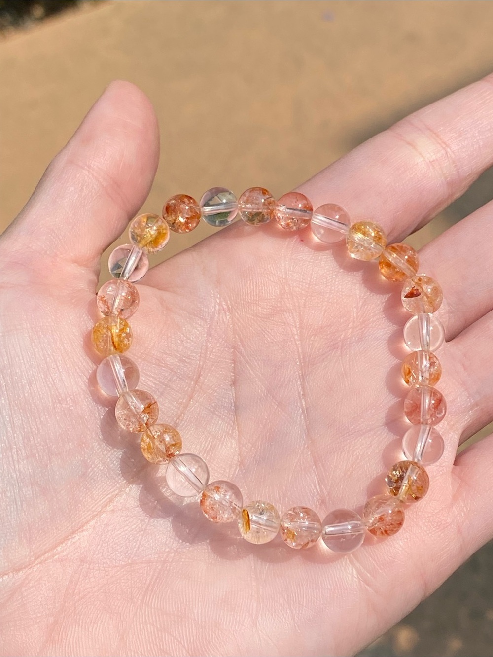 Natural Koi Quartz Bracelet 7.3mm Golden Included Quartz